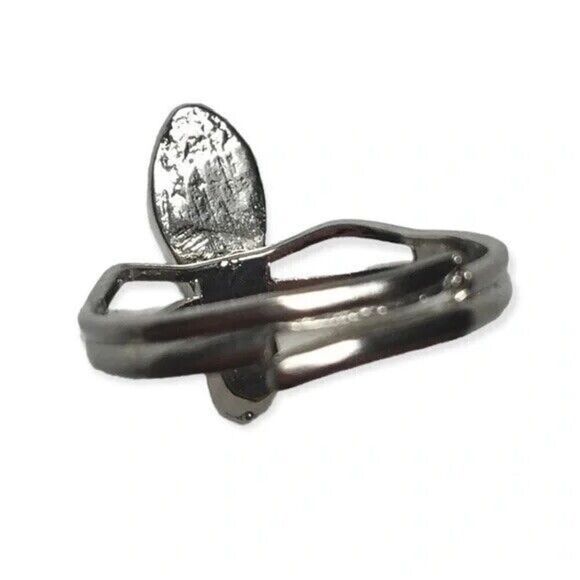 Cinderella Slipper Ring Adjustable Size 6.75 Silver Tone White Enamel - Picture 5 of 8